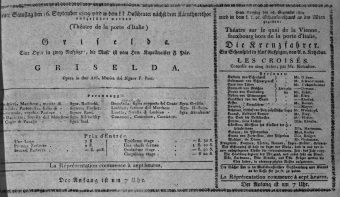 Theaterzettel (Oper und Burgtheater in Wien) 18090916 Seite: 1