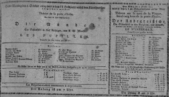 Theaterzettel (Oper und Burgtheater in Wien) 18091002 Seite: 1