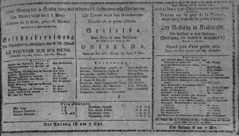 Theaterzettel (Oper und Burgtheater in Wien) 18091009 Seite: 1
