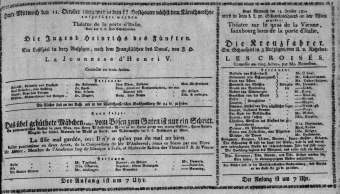 Theaterzettel (Oper und Burgtheater in Wien) 18091011 Seite: 1