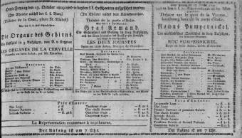 Theaterzettel (Oper und Burgtheater in Wien) 18091013 Seite: 1
