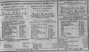 Theaterzettel (Oper und Burgtheater in Wien) 18091020 Seite: 1