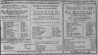 Theaterzettel (Oper und Burgtheater in Wien) 18091030 Seite: 1