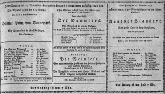 Theaterzettel (Oper und Burgtheater in Wien) 18091124 Seite: 1