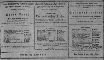 Theaterzettel (Oper und Burgtheater in Wien) 18091128 Seite: 1