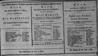 Theaterzettel (Oper und Burgtheater in Wien) 18091129 Seite: 1