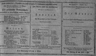 Theaterzettel (Oper und Burgtheater in Wien) 18091201 Seite: 1