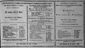 Theaterzettel (Oper und Burgtheater in Wien) 18091209 Seite: 1