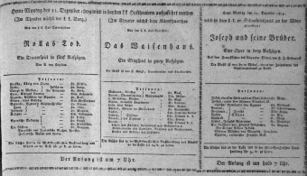 Theaterzettel (Oper und Burgtheater in Wien) 18091211 Seite: 1