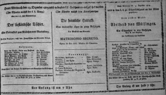 Theaterzettel (Oper und Burgtheater in Wien) 18091213 Seite: 1