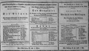 Theaterzettel (Oper und Burgtheater in Wien) 18091214 Seite: 1