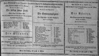 Theaterzettel (Oper und Burgtheater in Wien) 18091220 Seite: 1