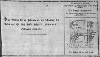 Theaterzettel (Oper und Burgtheater in Wien) 18100219 Seite: 1