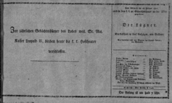 Theaterzettel (Oper und Burgtheater in Wien) 18100228 Seite: 1