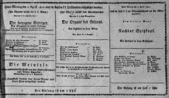 Theaterzettel (Oper und Burgtheater in Wien) 18100402 Seite: 1