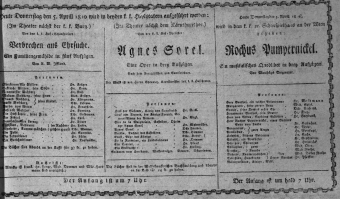 Theaterzettel (Oper und Burgtheater in Wien) 18100405 Seite: 1