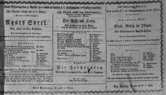 Theaterzettel (Oper und Burgtheater in Wien) 18100408 Seite: 1
