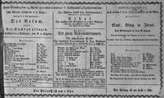 Theaterzettel (Oper und Burgtheater in Wien) 18100414 Seite: 1
