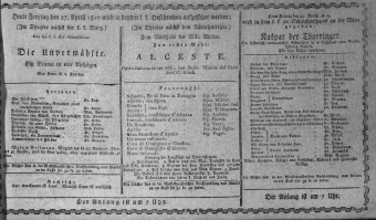 Theaterzettel (Oper und Burgtheater in Wien) 18100427 Seite: 1