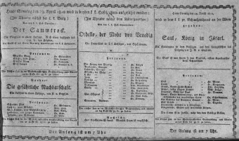 Theaterzettel (Oper und Burgtheater in Wien) 18100429 Seite: 1