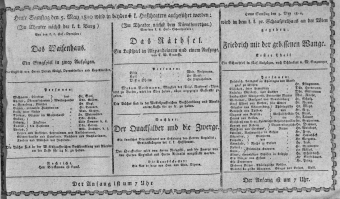 Theaterzettel (Oper und Burgtheater in Wien) 18100505 Seite: 1