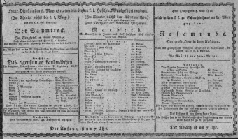 Theaterzettel (Oper und Burgtheater in Wien) 18100508 Seite: 1