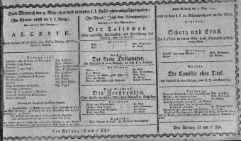 Theaterzettel (Oper und Burgtheater in Wien) 18100509 Seite: 1