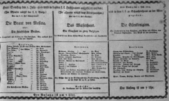 Theaterzettel (Oper und Burgtheater in Wien) 18100707 Seite: 1