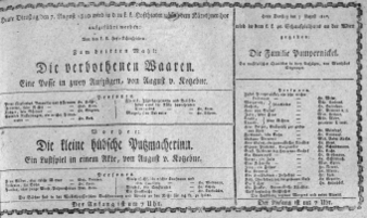 Theaterzettel (Oper und Burgtheater in Wien) 18100807 Seite: 1
