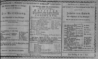 Theaterzettel (Oper und Burgtheater in Wien) 18100911 Seite: 1