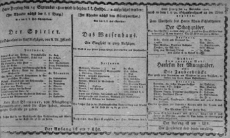 Theaterzettel (Oper und Burgtheater in Wien) 18100914 Seite: 1