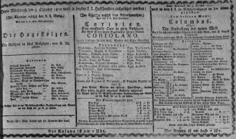 Theaterzettel (Oper und Burgtheater in Wien) 18101003 Seite: 1