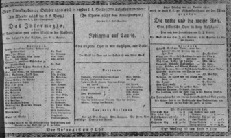 Theaterzettel (Oper und Burgtheater in Wien) 18101023 Seite: 1
