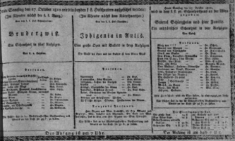 Theaterzettel (Oper und Burgtheater in Wien) 18101027 Seite: 1