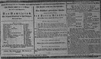 Theaterzettel (Oper und Burgtheater in Wien) 18101216 Seite: 1