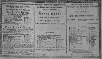 Theaterzettel (Oper und Burgtheater in Wien) 18101227 Seite: 1