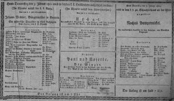 Theaterzettel (Oper und Burgtheater in Wien) 18110103 Seite: 1