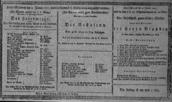Theaterzettel (Oper und Burgtheater in Wien) 18110109 Seite: 1