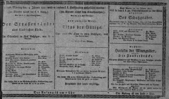 Theaterzettel (Oper und Burgtheater in Wien) 18110114 Seite: 1