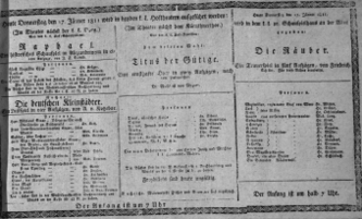 Theaterzettel (Oper und Burgtheater in Wien) 18110117 Seite: 1