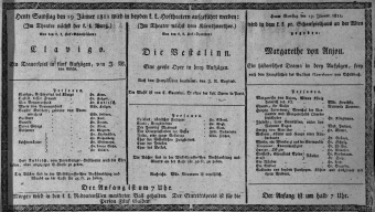 Theaterzettel (Oper und Burgtheater in Wien) 18110119 Seite: 1