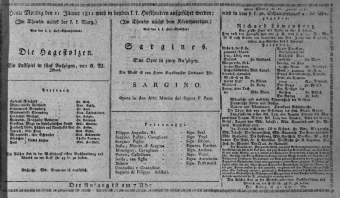 Theaterzettel (Oper und Burgtheater in Wien) 18110121 Seite: 1