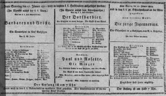 Theaterzettel (Oper und Burgtheater in Wien) 18110127 Seite: 1