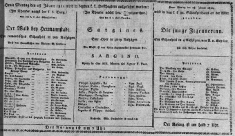 Theaterzettel (Oper und Burgtheater in Wien) 18110128 Seite: 1
