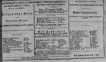 Theaterzettel (Oper und Burgtheater in Wien) 18110129 Seite: 1