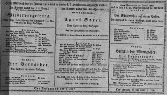 Theaterzettel (Oper und Burgtheater in Wien) 18110130 Seite: 1