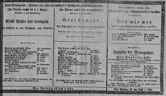 Theaterzettel (Oper und Burgtheater in Wien) 18110201 Seite: 1