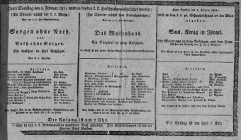 Theaterzettel (Oper und Burgtheater in Wien) 18110202 Seite: 1