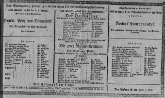Theaterzettel (Oper und Burgtheater in Wien) 18110203 Seite: 1