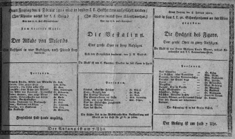 Theaterzettel (Oper und Burgtheater in Wien) 18110208 Seite: 1